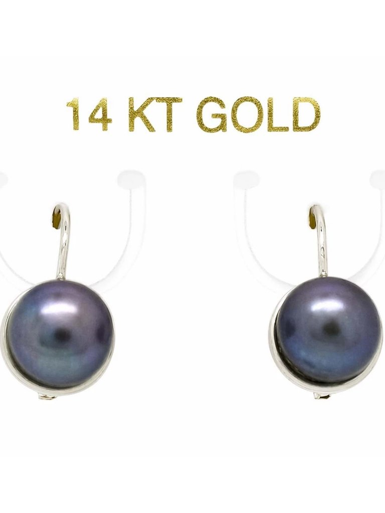 Genuine Tahitian Pearls Dangling Earrings 14k White Gold